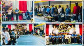 Wakapolres Mimika Kompol Junan Plitomo, S.Sos., M.H membuka Turnamen Badminton Kapolda Papua Tengah Cup 2026 di Lapangan Badminton Galaksi, Timika, Minggu (21/6/2026). Kejuaraan yang diikuti 413 peserta tersebut digelar dalam rangka menyambut Hari Bhayangkara ke-80 Tahun 2026. Dok_Humas Polda PT. NT