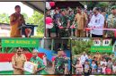 Asisten III Bidang Administrasi Umum Setda Kabupaten Nabire, Benny Ayorbaba, S.Sos., membacakan sambutan Bupati Nabire saat peresmian sumur bor air bersih di Kampung Wahariah, Distrik Teluk Kimi, Senin (22/6/2026). Pemerintah daerah mengapresiasi kontribusi Yonif TP 804/DBAY dalam membantu penyediaan air bersih bagi masyarakat. Dok_Arief NT