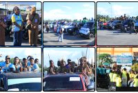 Iring-iringan kendaraan peserta konvoi Festival Cahaya Kreasi Pelajar Papua Tengah 2026 melintasi sejumlah ruas jalan di Kota Nabire, Selasa (23/6/2026). Dok_Arief NT