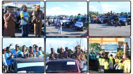 Iring-iringan kendaraan peserta konvoi Festival Cahaya Kreasi Pelajar Papua Tengah 2026 melintasi sejumlah ruas jalan di Kota Nabire, Selasa (23/6/2026). Dok_Arief NT