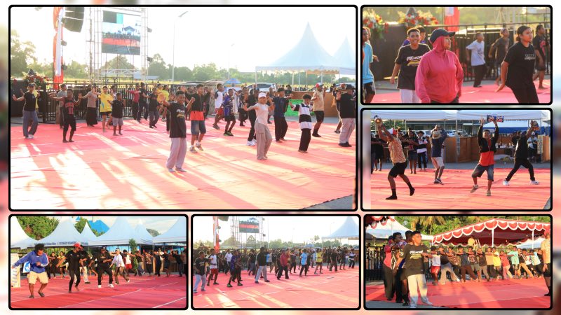 Para penari menampilkan Tari Triton dalam gladi persiapan Festival Pelajar Papua Tengah 2026. Tarian ini mengangkat filosofi triton atau tabura sebagai simbol panggilan persatuan, kebersamaan, dan pendidikan bagi generasi muda Papua. Dok_Arief NT