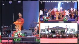 Gubernur Papua Tengah, Meki Fritz Nawipa, S.H., menyampaikan sambutan saat membuka Festival Cahaya Kreasi Budaya Pelajar Papua Tengah 2026 di Nabire. Ia mengajak generasi muda menjaga budaya, memanfaatkan teknologi secara positif, serta menjauhi narkoba dan minuman keras. Dok_Arief NT
