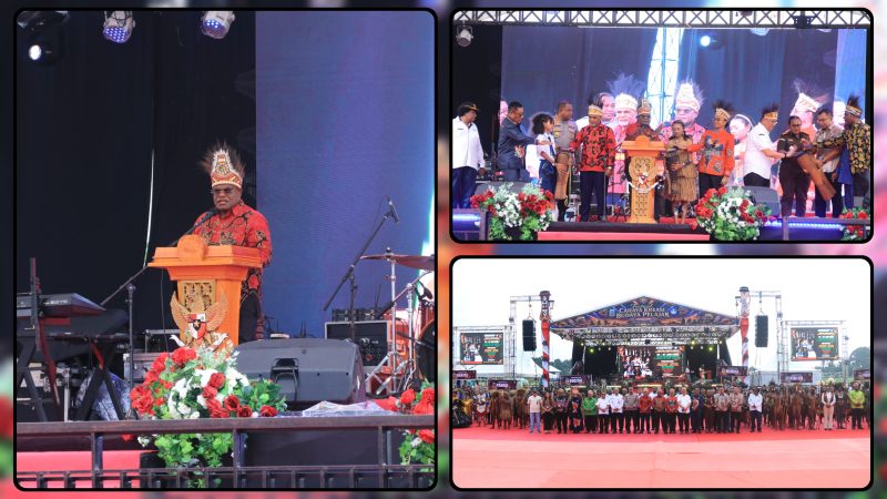 Gubernur Papua Tengah, Meki Fritz Nawipa, S.H., menyampaikan sambutan saat membuka Festival Cahaya Kreasi Budaya Pelajar Papua Tengah 2026 di Nabire. Ia mengajak generasi muda menjaga budaya, memanfaatkan teknologi secara positif, serta menjauhi narkoba dan minuman keras. Dok_Arief NT