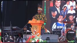 Ketua Panitia Festival Cahaya Kreasi Pelajar Papua Tengah 2026, Deni Tenouye, menyampaikan laporan pelaksanaan kegiatan yang diikuti peserta dari delapan kabupaten di Papua Tengah pada pembukaan festival di Lapangan Bandara Lama Nabire.Dok_Arief NT
