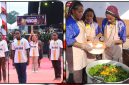 Pelajar Kabupaten Puncak Jaya menampilkan kuliner tradisional Bakar Batu Blanga pada hari kedua Festival Cahaya Kreasi Budaya Pelajar Provinsi Papua Tengah Tahun 2026 di Bandara Lama Nabire. Dok_Alvi NT