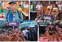 Pendamping kontingen Kabupaten Mimika, Salju Sandalinggi, memberikan keterangan kepada Nabireterkini.com di stan Kabupaten Mimika mengenai makna tarian kreasi. Dok_Arief NT