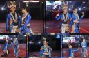 Peserta Fashion Show dari Kabupaten Nabire menampilkan busana hasil kolaborasi antara pakaian adat Papua dan batik Papua yang dipadukan dengan ornamen ukiran kayu berbentuk sayap serta ekor burung cenderawasih pada Festival Cahaya Kreasi Pelajar Papua Tengah 2026. Dok_Arief NT