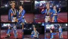Peserta Fashion Show dari Kabupaten Nabire menampilkan busana hasil kolaborasi antara pakaian adat Papua dan batik Papua yang dipadukan dengan ornamen ukiran kayu berbentuk sayap serta ekor burung cenderawasih pada Festival Cahaya Kreasi Pelajar Papua Tengah 2026. Dok_Arief NT