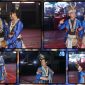 Peserta Fashion Show dari Kabupaten Nabire menampilkan busana hasil kolaborasi antara pakaian adat Papua dan batik Papua yang dipadukan dengan ornamen ukiran kayu berbentuk sayap serta ekor burung cenderawasih pada Festival Cahaya Kreasi Pelajar Papua Tengah 2026. Dok_Arief NT