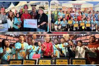 Wakil Bupati Nabire H. Burhanudin Pawennari memberikan apresiasi kepada kontingen pelajar Kabupaten Nabire usai penutupan Festival Cahaya Kreasi Budaya Pelajar Papua Tengah 2026. Nabire sukses meraih enam gelar pada berbagai cabang perlombaan. Dok_Arief/TF