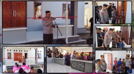 Kapolda Papua Tengah Kombes Pol. Jeremias Rontini didampingi Kapolres Nabire AKBP Samuel D. Tatiratu meresmikan rumah milik Yulius Danomira yang dibangun melalui program bedah rumah Polres Nabire di Jalan Jakarta, Kabupaten Nabire, Selasa (30/6/2026). Program tersebut menjadi bagian dari rangkaian Hari Bhayangkara ke-80. Dok_Arief NT
