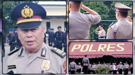 Kapolres Nabire AKBP Samuel D. Tatiratu menyerahkan penghargaan kepada AKP Baharuddin Panandrang sebagai bentuk apresiasi atas dedikasi, loyalitas, dan pengabdiannya menjelang masa purna tugas di Polres Nabire. Dok_Arief NT