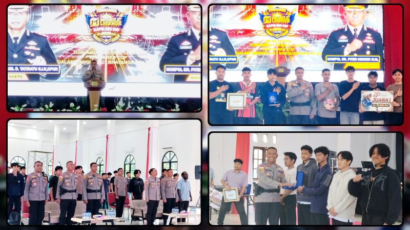 Kapolres Nabire AKBP Samuel D. Tatiratu menutup Turnamen Mobile Legends Kapolres Cup Hari Bhayangkara ke-80. Dok_Alvi NT