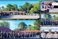 Kapolres Nabire AKBP Samuel D. Tatiratu memimpin apel kesiapsiagaan menjelang Hari Bhayangkara ke-80. Sebanyak 150 personel gabungan Polres Nabire dan Brimob disiagakan untuk menjaga keamanan dan ketertiban masyarakat. Dok_Alvi NT