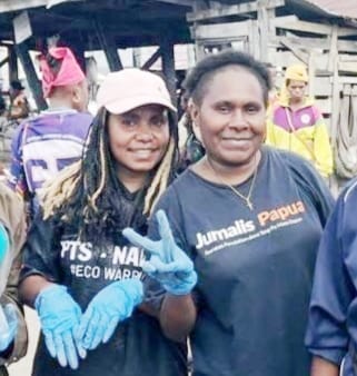 Theresia Tegege Jurnalis Cepos sekaligus perwakilan dari KOMDA Papua Tengah dan Ani dari PTS Nabire, Sabtu (6/6/2026). Dok_Alvi NT