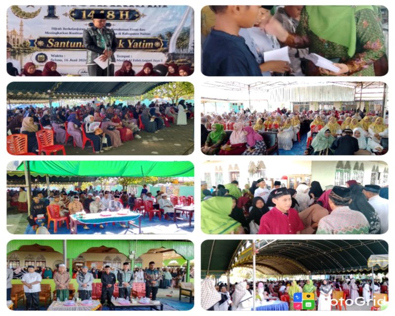 Wakil Bupati Nabire H. Burhanudin menyerahkan santunan kepada anak yatim pada peringatan Tahun Baru Islam 1 Muharam 1448 Hijriah di Kampung Lagari Jaya, Distrik Makimi, Selasa (16/6/2026). Kegiatan tersebut menjadi wujud kepedulian sosial sekaligus momentum memperkuat nilai-nilai keislaman, persaudaraan, dan kebersamaan di Kabupaten Nabire. Dok_Andi NT