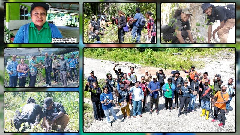 Komunitas Papua Trada Sampah (PTS) Nabire bersama Jemaat GKI Paulus Sawado Kuma dan sejumlah mitra menanam 280 bibit pohon di kawasan pesisir Kampung Sawado Kuma, Distrik Nabire Timur, sebagai upaya mencegah abrasi serta menjaga kelestarian lingkungan di Papua Tengah, Jumat (3/7/2026). Dok_Alvi NT