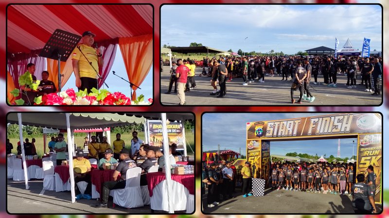 Kapolda Papua Tengah Brigjen Pol. Jermias Rontini melepas peserta Fun Run 5K dalam rangka Hari Bhayangkara ke-80 di Bandara Lama Nabire. Dok_Arief NT