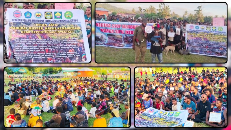 Koordinator Umum GPMI-I, Memo Hagisimijau, menyampaikan pernyataan sikap organisasi di Nabire, Sabtu (4/7/2026), yang menyoroti situasi kemanusiaan di Intan Jaya serta mendorong dialog damai sebagai solusi penyelesaian konflik. Dok_Arief NT