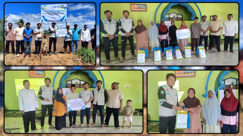 Ketua YBM PLN UIW P2B Nabire menyerahkan paket sembako kepada lansia dhuafa di Kampung Biha sebagai bagian dari program penyaluran zakat pegawai PLN, Minggu (5/7/2026). Dok_Andi NT