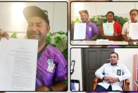 Armando Tawaru didampingi anggota keluarga memberikan keterangan kepada awak media terkait belum terlaksananya eksekusi lahan sengketa di Nabarua Bawah, Kabupaten Nabire. Pengadilan Negeri Nabire menyatakan proses koordinasi pelaksanaan eksekusi masih berjalan sesuai prosedur hukum. Dok_Alvi NT