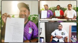 Armando Tawaru didampingi anggota keluarga memberikan keterangan kepada awak media terkait belum terlaksananya eksekusi lahan sengketa di Nabarua Bawah, Kabupaten Nabire. Pengadilan Negeri Nabire menyatakan proses koordinasi pelaksanaan eksekusi masih berjalan sesuai prosedur hukum. Dok_Alvi NT
