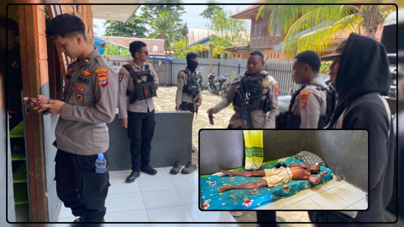 Personel Tim Inafis Satreskrim Polres Nabire bersama anggota piket melakukan olah TKP dan mengevakuasi jenazah seorang pria yang ditemukan meninggal dunia di kawasan Auri, Kelurahan Karang Mulia, Kabupaten Nabire, Kamis (9/7/2026). Dok_Humas polres nabire. NT