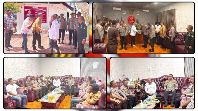 Kapolres Nabire AKBP Samuel D. Tatiratu bersama Pejabat Utama Polres Nabire melakukan kunjungan kerja ke Kejaksaan Negeri Nabire sebagai upaya memperkuat sinergi dan koordinasi antar aparat penegak hukum. Dok_Humas polres Nabire. NT