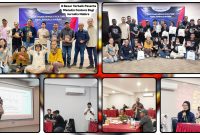 General Superintendent Media Relations PTFI, M. Rizal, menyerahkan apresiasi kepada peserta terbaik pada penutupan Pelatihan Menulis Feature bagi Jurnalis Nabire yang digelar PTFI bekerja sama dengan Tempo Institute di Hotel Carmel Kalibobo. Dok_Alvi NT
