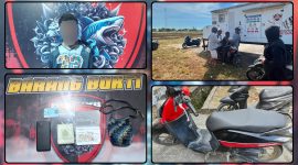 Tim Resmob Satreskrim Polres Nabire mengamankan terduga pelaku pencurian kendaraan bermotor beserta sepeda motor Honda Genio hasil curian dalam operasi penangkapan di kawasan Bandara Lama Nabire, Jumat (24/7/2026). Dok_ Res Nbr. NT