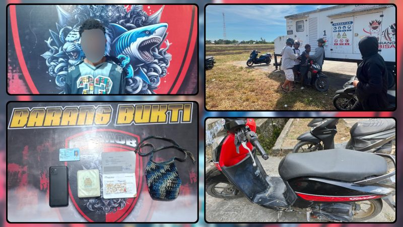 Tim Resmob Satreskrim Polres Nabire mengamankan terduga pelaku pencurian kendaraan bermotor beserta sepeda motor Honda Genio hasil curian dalam operasi penangkapan di kawasan Bandara Lama Nabire, Jumat (24/7/2026). Dok_ Res Nbr. NT