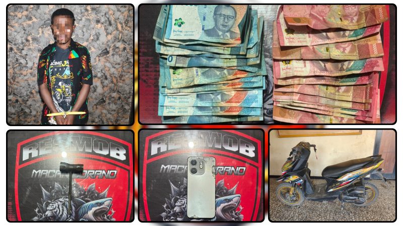 Tim Resmob Satreskrim Polres Nabire mengamankan terduga pelaku beserta satu unit Honda Beat yang diduga merupakan hasil tindak pidana pencurian kendaraan bermotor dalam operasi di kawasan Wonorejo. Dok_Res.NT