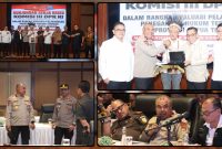 Kapolda Papua Tengah Brigjen Pol. Jermias Rontini menyampaikan usulan pembangunan Mako Polda Papua Tengah saat rapat bersama Komisi III DPR RI dalam kunjungan kerja reses di Mimika, Jumat (24/7/2026). Dok_Humas Polda PT. NT