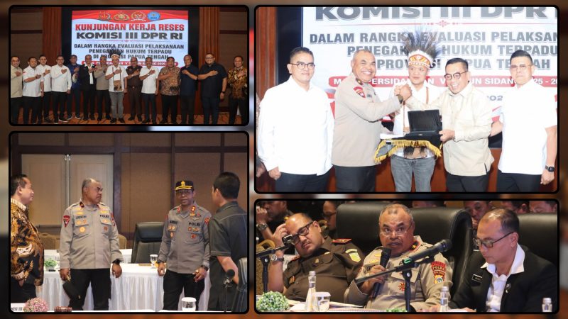 Kapolda Papua Tengah Brigjen Pol. Jermias Rontini menyampaikan usulan pembangunan Mako Polda Papua Tengah saat rapat bersama Komisi III DPR RI dalam kunjungan kerja reses di Mimika, Jumat (24/7/2026). Dok_Humas Polda PT. NT