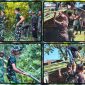 Prajurit Yonif TP 804/DBAY bersama warga Kampung Kimi bergotong royong mengumpulkan bambu untuk pembuatan tiang bendera dan gazebo menjelang HUT ke-81 Kemerdekaan RI. Dok_ Andi NT