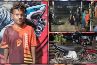 Tim Resmob Satreskrim Polres Nabire mengamankan terduga pelaku curanmor beserta sepeda motor milik korban yang ditemukan di wilayah Wanggar, Kabupaten Nabire. Dok_Res.NT