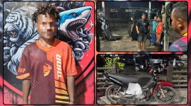 Tim Resmob Satreskrim Polres Nabire mengamankan terduga pelaku curanmor beserta sepeda motor milik korban yang ditemukan di wilayah Wanggar, Kabupaten Nabire. Dok_Res.NT