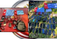 Petugas Polres Nabire mengamankan sejumlah pelajar dan barang bukti terkait dugaan pengibaran bendera bercorak Bintang Kejora di Kampung Waroki, Distrik Nabire Barat, Sabtu (25/7/2026). Polisi masih melakukan penyelidikan. Dok_Res. NT