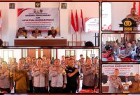 Peserta Rakernis Fungsi Binmas dan Latkatpuan Bhabinkamtibmas Tahun Anggaran 2026 mengikuti pembukaan kegiatan yang dipimpin Kapolda Papua Tengah di Mapolda Papua Tengah. Dok_Humas Polda PT. NT