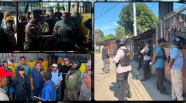Personel Polres Nabire bersama Brimob Polda Papua Tengah mengamankan pelaksanaan eksekusi objek tanah dan bangunan berdasarkan penetapan Pengadilan Negeri Nabire di Kelurahan Karang Tumaritis, Selasa (28/7/2026). Dok_Humas PN. NT