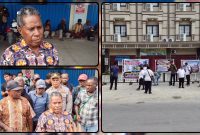 Perwakilan Himpunan Pengusaha Orang Asli Papua (OAP) Papua Tengah menyampaikan aspirasi di depan Kantor Dinas PUPR Provinsi Papua Tengah, Nabire, Rabu (29/7/2026), menuntut kepastian paket pekerjaan dan transparansi alokasi anggaran bagi pengusaha asli Papua. Dok_NT