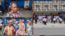Perwakilan Himpunan Pengusaha Orang Asli Papua (OAP) Papua Tengah menyampaikan aspirasi di depan Kantor Dinas PUPR Provinsi Papua Tengah, Nabire, Rabu (29/7/2026), menuntut kepastian paket pekerjaan dan transparansi alokasi anggaran bagi pengusaha asli Papua. Dok_NT