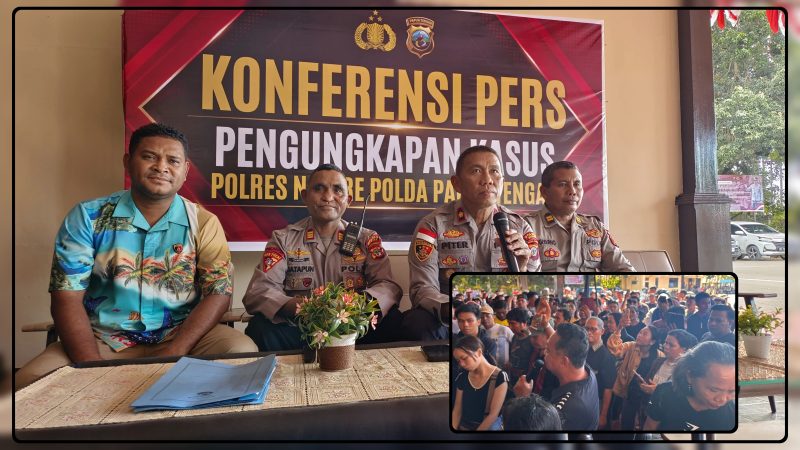 Wakapolres Nabire Kompol Dr. Piter Kendek memberikan keterangan pers terkait pengungkapan kasus pembunuhan remaja yang berhasil diungkap kurang dari enam jam. Dok_TF. NT