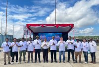 Ketua Kadin Papua Tengah Alexandre Gobay menyampaikan apresiasi atas penyelenggaraan Ekspo Perdana Ikan Laut dan menegaskan kesiapan Kadin memperkuat sektor perikanan, pangan lokal, serta pengembangan ekonomi Papua Tengah. Dok. Ist. NT