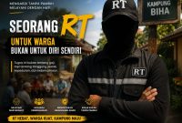 Ketua RT 01/RW 03 Kampung Biha, Samiun, menyerahkan gajinya kepada warga sebagai bentuk kepedulian sosial dan komitmen membangun kebersamaan di lingkungan. Dok_Andi NT
