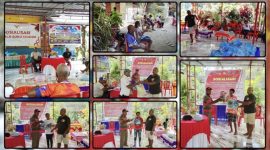 Kepala Suku Moora Donatus Sembor menyampaikan pesan persatuan, mengajak masyarakat mengibarkan Bendera Merah Putih, serta menggunakan media sosial secara bijak dalam kegiatan di Kampung Sanoba, Nabire. Dok_NT