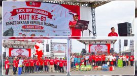 Wakil Gubernur Papua Tengah Deinas Geley saat membuka rangkaian Semarak HUT ke-81 Kemerdekaan RI di halaman Kantor Gubernur Papua Tengah, Nabire, Sabtu (8/8/2026). Dok_TCN.NT