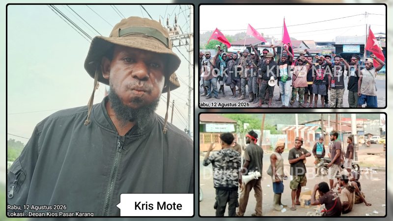 Massa aksi menyampaikan aspirasi dalam kegiatan demonstrasi di Kabupaten Nabire. KNPB Wilayah Nabire menyiapkan aksi mimbar bebas dan longmarch menuju Kantor DPR Papua Tengah pada Sabtu, 15 Agustus 2026. Dok_Pri-KNPB Nabire