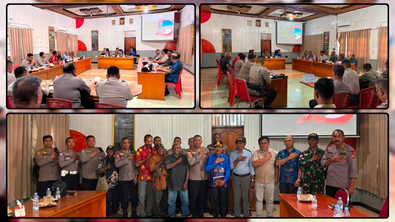 Kapolres Nabire AKBP Samuel D. Tatiratu memimpin rakor bersama TNI-Polri, Pemda, Satpol PP, tokoh adat, dan kepala suku terkait antisipasi aksi BPW-KNPB se-Meepago. Dok_HPN. NT