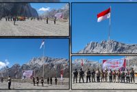 Kapolda Papua Tengah Brigjen Pol. Jermias Rontini memimpin upacara pengibaran Bendera Merah Putih di kawasan Pegunungan Cartenz, Kabupaten Mimika, Papua Tengah, Kamis (20/8/2026). Dok_HPPT